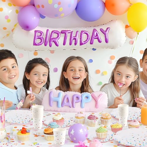 Colorful Birthday Plates and Napkins Set - Confetti Party Supplies for 50 Guests - Variation of THIS listing