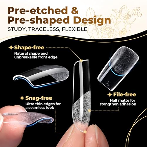 Medium Square Fake Nail Tips 504PCS Clear Gel Tips for DIY Manicure