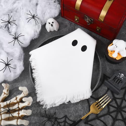 Halloween Ghost Cloth Napkins Set - Reusable 4 Pieces, 18x18 Inch