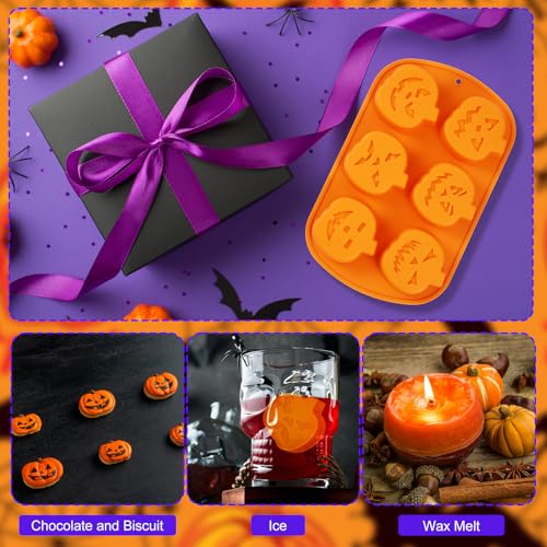 Halloween Silicone Pumpkin Ice Cube Trays 3 Pack - Food & Dessert Molds