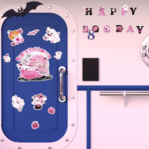 Pink Halloween Ghost Magnets for Cruise Door Decoration - 21pcs