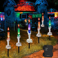 6 Pack Halloween Pathway Lights Lighted Candle Stakes Outdoor Yard Decor - Battery Operated