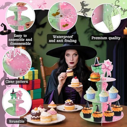 2 Pack Witch Themed Cupcake Stands - 3 Tier Halloween Party Cake Holders