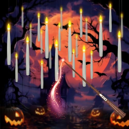 24 Floating Candles with Wand & AAA Batteries Halloween Decor - White - Variation of THIS listing