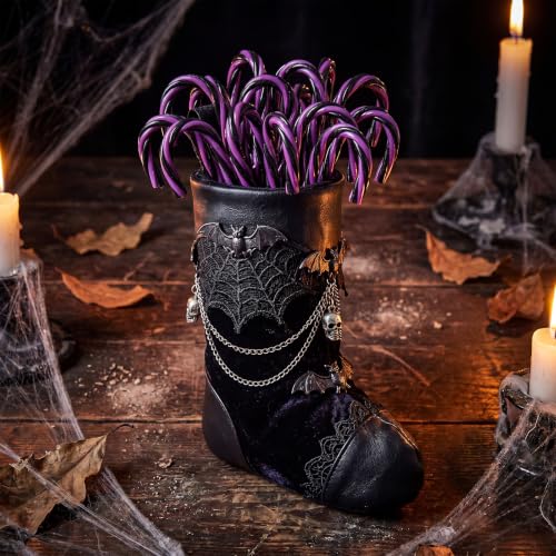Halloween Candy Cane Ornaments Set - Black & Purple Plastic Decorations, 25 Pieces - Halloween 25
