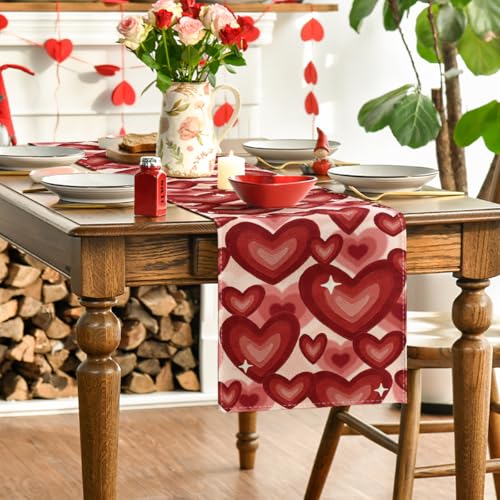 Artoid Mode Love Hearts Valentine's Table Runner 13x60 Inch Red Home Decor