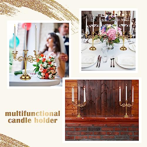 Gold 3-Piece 5-Arm Metal Candelabra - 10.24 Inch Tall Elegant Candle Holders