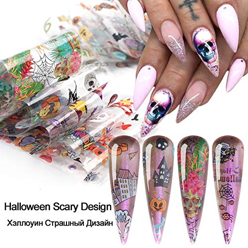 Halloween Nail Foil Sticker Set - Fall Nail Art Decals & Charms, 10 Pack