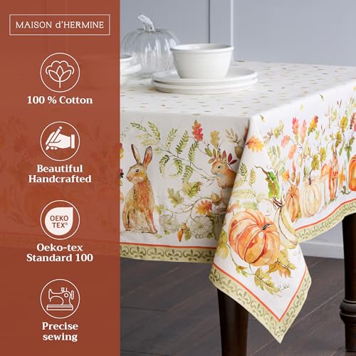 Maison d'Hermine Fall Pumpkin Passion Tablecloth 60x90in Reusable Cotton