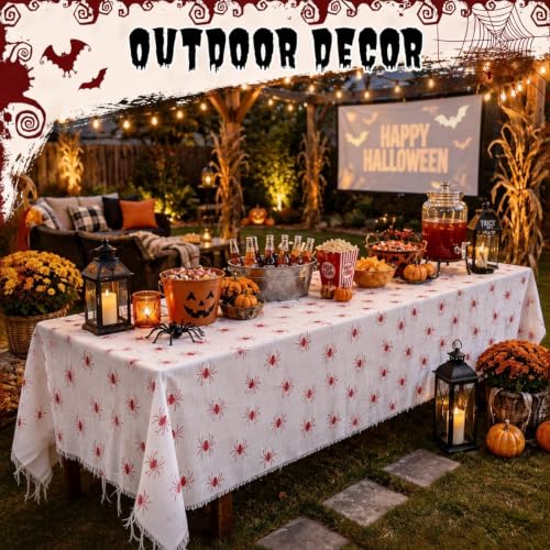 Halloween Skeleton Tablecloth 84.6 x 108.3 Inches Creepy Skeleton Print Cover for Party & Decorations