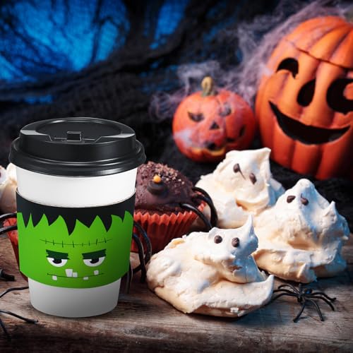 Halloween Coffee Cups with Lids & Sleeves - 50 Pack, Classic Pattern, 12 oz, Halloween Theme