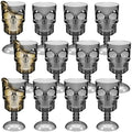Halloween Skull Goblet Set of 12 - Black Plastic Gothic Party Cups, Skeleton Design
