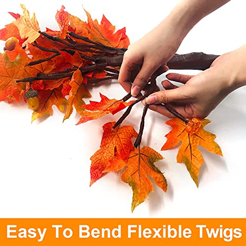 Prelit 22-Inch Fall Maple Tree with LED Pumpkin Lights - Autumn Halloween Decor