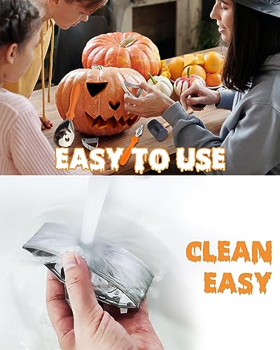 Pumpkin Carving Kit with 23 Stainless Steel Molds & 3 Tools Halloween Decoration Set - Safe & Easy for Kids & Adults