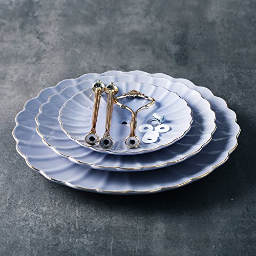 Purple 3-Tier Ceramic Cake Stand Wedding Dessert Serving Platter