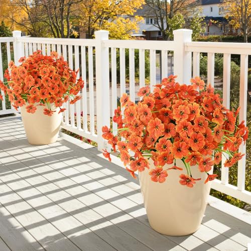 Artificial Fall Flowers Bundle - UV Resistant Mums for Outdoor Decor, 6 Pack