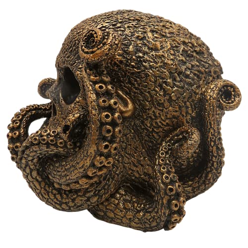 Marine Life Skull Octopus Metal Figurine - Unique Home Decor Gift