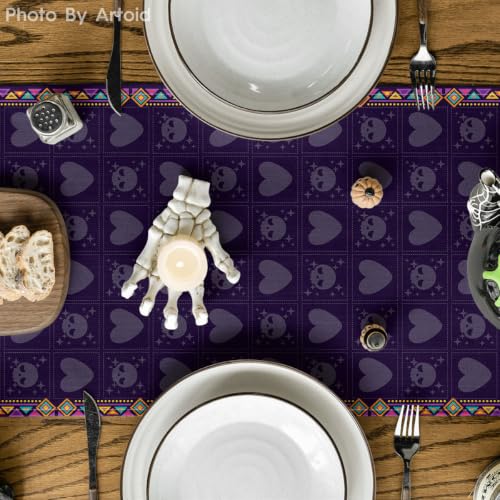Mexican Sugar Skull Day of the Dead Table Runner - Colorful 13x72 Inch Home Decor