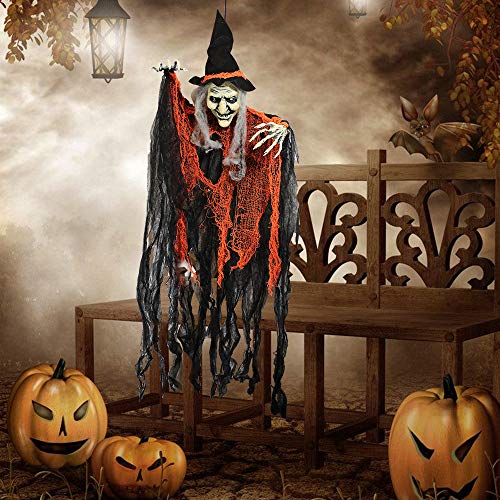 Halloween Hanging Ghosts Set - 3 Animated Outdoor Decorations for Porch Yard Garden
