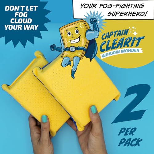 Window Cleaner Sponge for Windshields Mirrors - 2 Pack