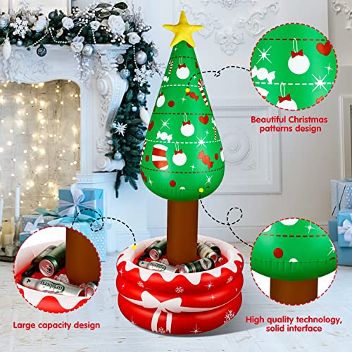 Inflatable Christmas Tree Cooler - 50 Inch Holiday Beverage Cooler with Red Ice Bucket - Tree Variation