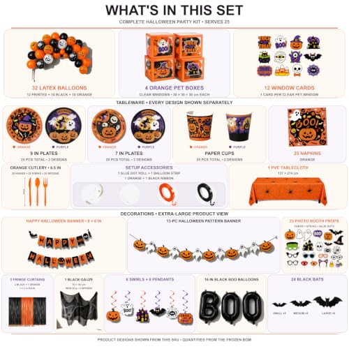 Halloween Party Decorations Set for 25 Guests with Balloons, Backdrop & Photo Props