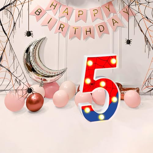 Spider Birthday Party Decoration - 5th LED Number Lights for Kids Party