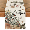 Holly Pine Cone Xmas Table Runner 13x108 Inch Beige Holiday Home Decor