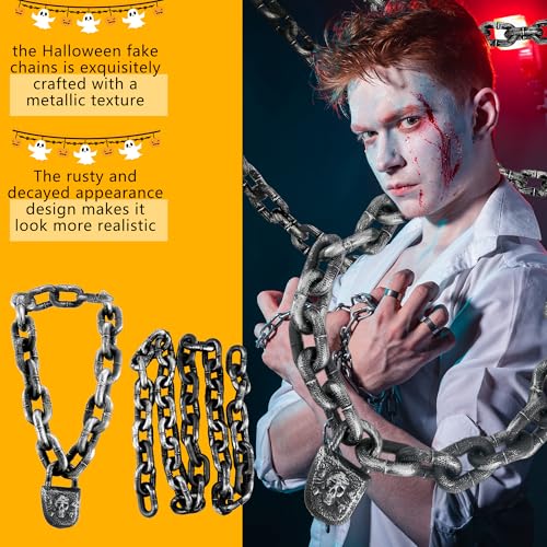 Halloween Fake Prison Chain Links with Lock 2-Pack – Plastic Costume Prop & Decoration