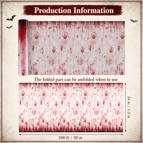 Halloween Bloody Print Plastic Tablecloth Roll 54x100 ft Spooky Party Decor