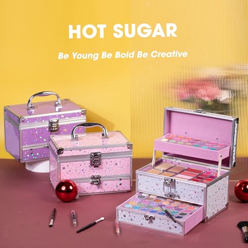 Hot Sugar Makeup Kit with Train Case for Beginners - Purple