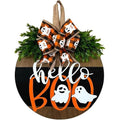 Halloween Ghost Wreath with Bow Decor - Fall Front Door Welcome