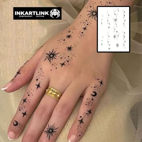Stars and Moon Shining Temporary Tattoos - Waterproof, Realistic, Durable, Semi-Permanent, INKARTLINK