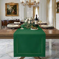 Forest Green Linen Table Runner 84 Inch - Hemstitch, Pure European Flax