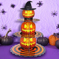 Halloween Pumpkin Cupcake Stand 3-Tier Tower for Dessert Table - Orange Cardboard, Style 1