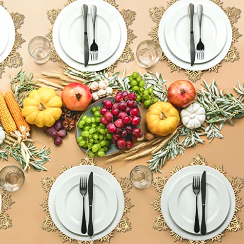 Gold Snowflake Placemats Set of 8 Holiday Table Mats for Dining & Events