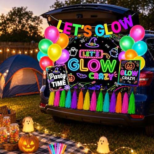 Neon Trunk or Treat Car Decorations Kit for SUV Halloween Party Outdoor