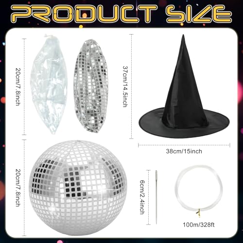 Halloween Inflatable Disco Ball & Witch Hat Decorations Set - Indoor Outdoor Party Decor