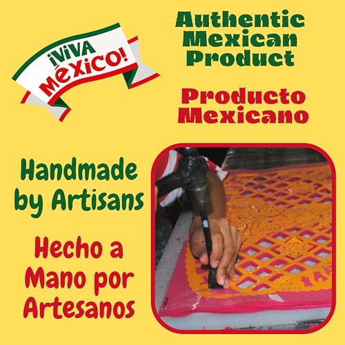 Mexican Multicolor Paper Skull Banners Set of 5 - Day of the Dead Decorations