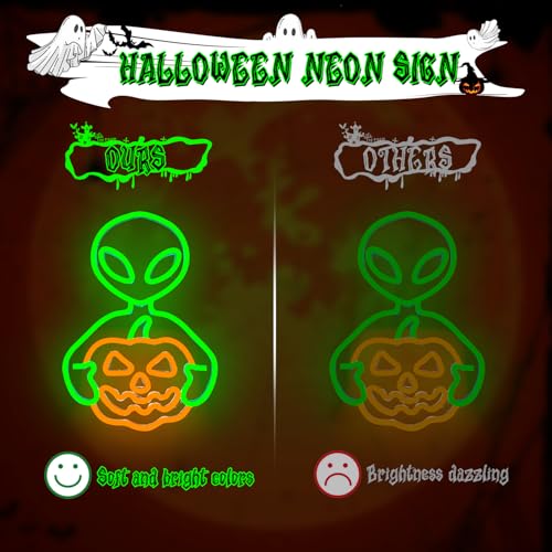 Alien Pumpkin Neon Sign Halloween Neon Light for Bedroom Wall Decor USB Powered Adjustable