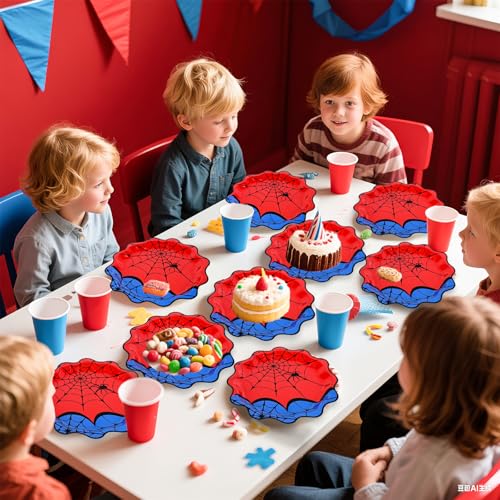 Halloween Spider Paper Plates 40 Pack - Disposable Dinnerware for Parties