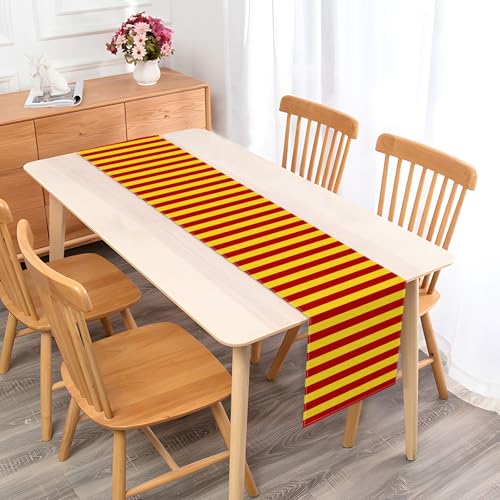 Vohado Wizard Table Runner 13x72 Inches Halloween Witch Party Decor Red & Gold Stripes