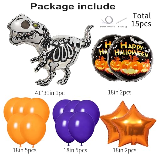 Halloween Skeleton Dinosaur Balloon Kit - 15PCS Party Decorations for Kids & Halloween