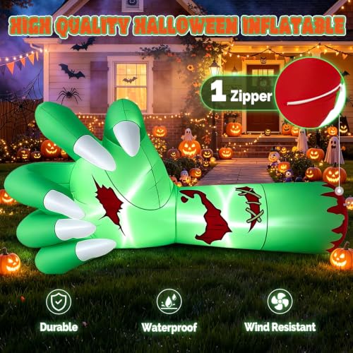 Halloween Inflatable Zombie Hand Decoration 9.4FT Outdoor Yard Decor