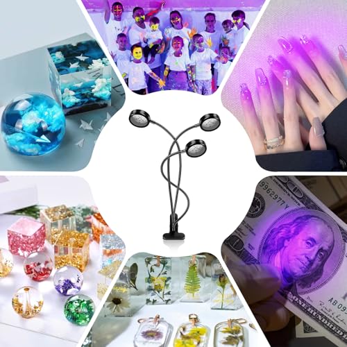 Round 3 Head UV Black Light Lamp for Resin Curing Stage Lighting Party Glow