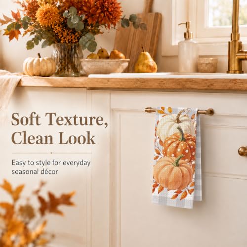 Fall Maple Leaves Decor Pumpkin Kitchen Towel - Autumn Home Accent