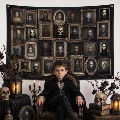 Halloween Portrait Backdrop Banner - Black 70.8x43.3 inch - Spooky Party Decor
