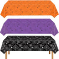 Halloween Spider Web Tablecloth Set - 3 Pack, Orange Black Purple, 54x108 Inches, Spider Web Design, Waterproof, Party Decor - Variation of Halloween Spiderweb