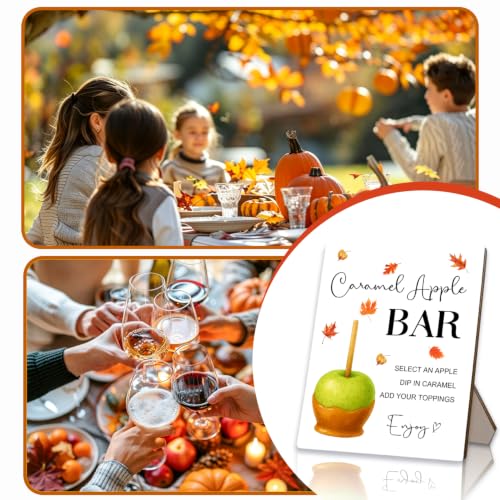 White Caramel Apples Recipe Sign - Rustic Wooden Tabletop Menu Board, 8x10