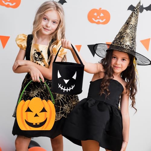 Halloween Trick or Treat Tote Bag for Kids with Handle - Black Bat Design